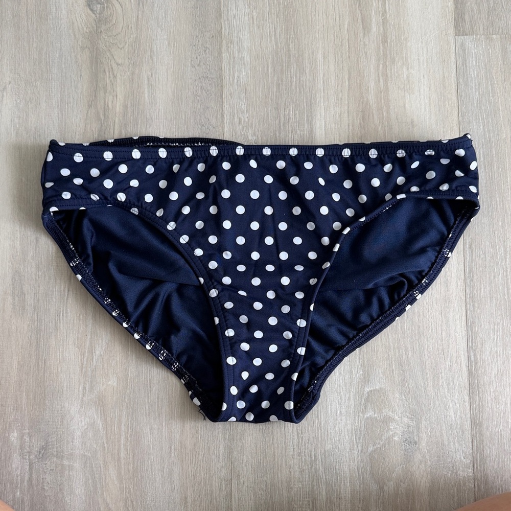 Lands’ End Navy Polka Dot Bikini Bottom, Size 5